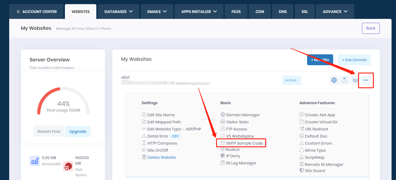 asp net mailsettings
