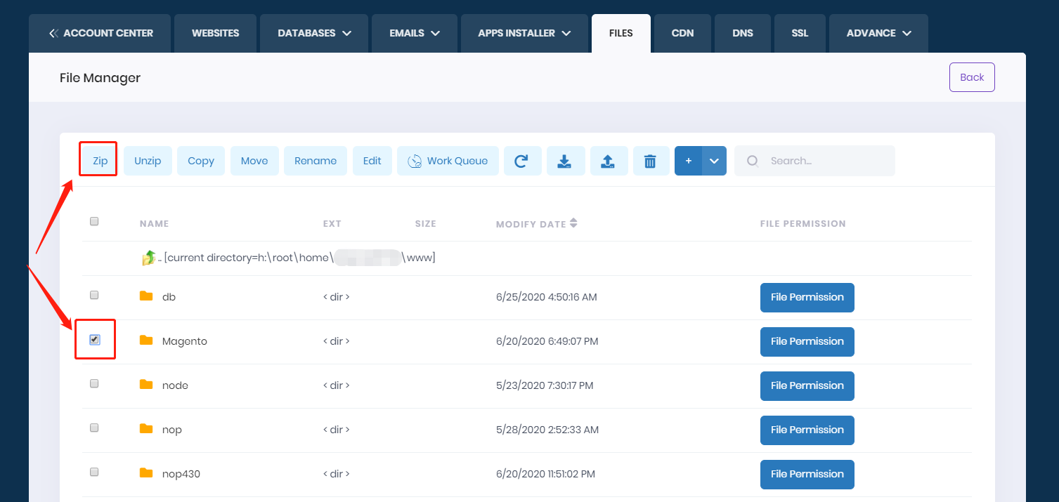 How to backup site file from control panel? - SmarterASP.net